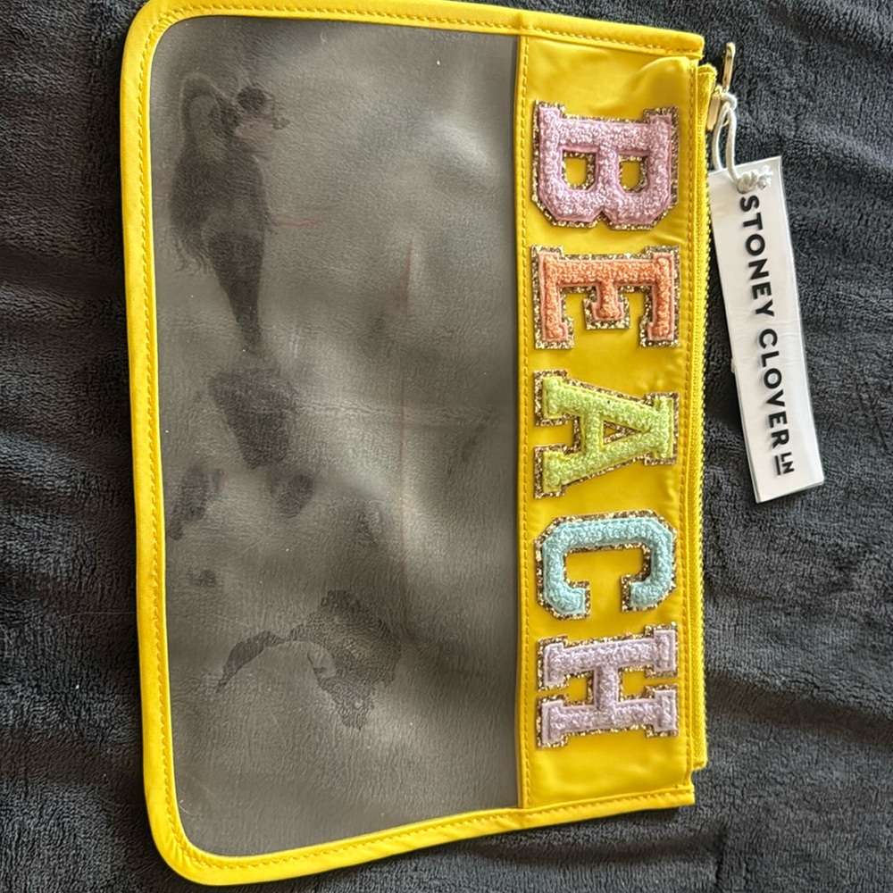 Stoney Clover Lane clear flat “BEACH” pouch